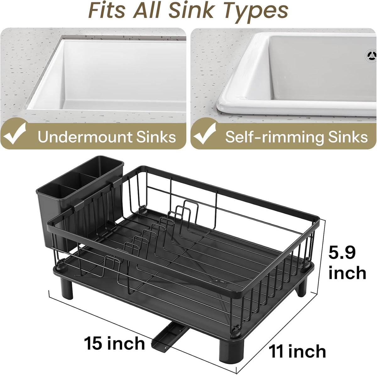 SNTD Dish Drying Rack - Space-Saving Dish Rack for Kitchen Counter, Stainless