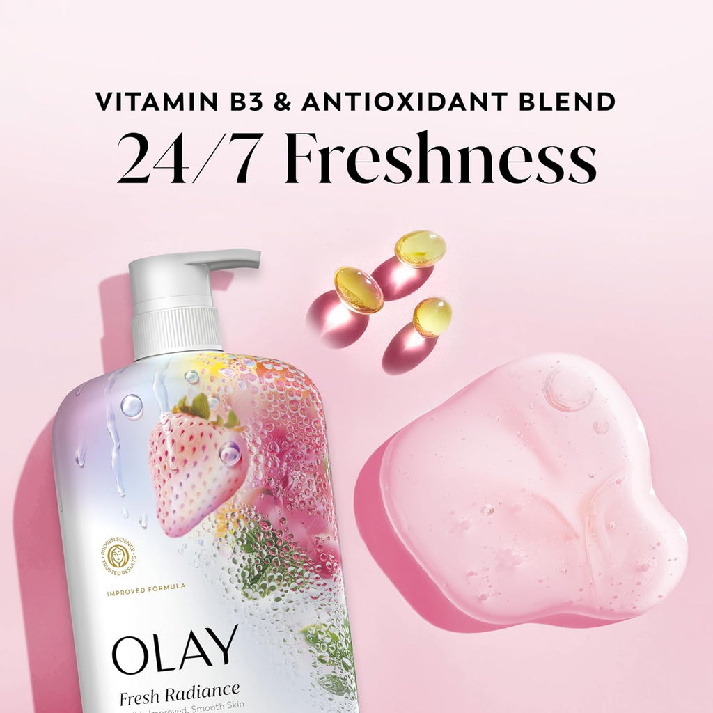 Olay Body Wash for Women, Fresh Radiance, 24/7 Skin-Loving Freshness, Visibly